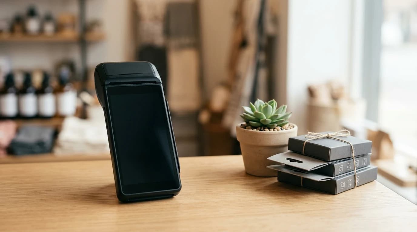 Android fiskalna kasa na pultu GSM radnje pored opreme za telefone