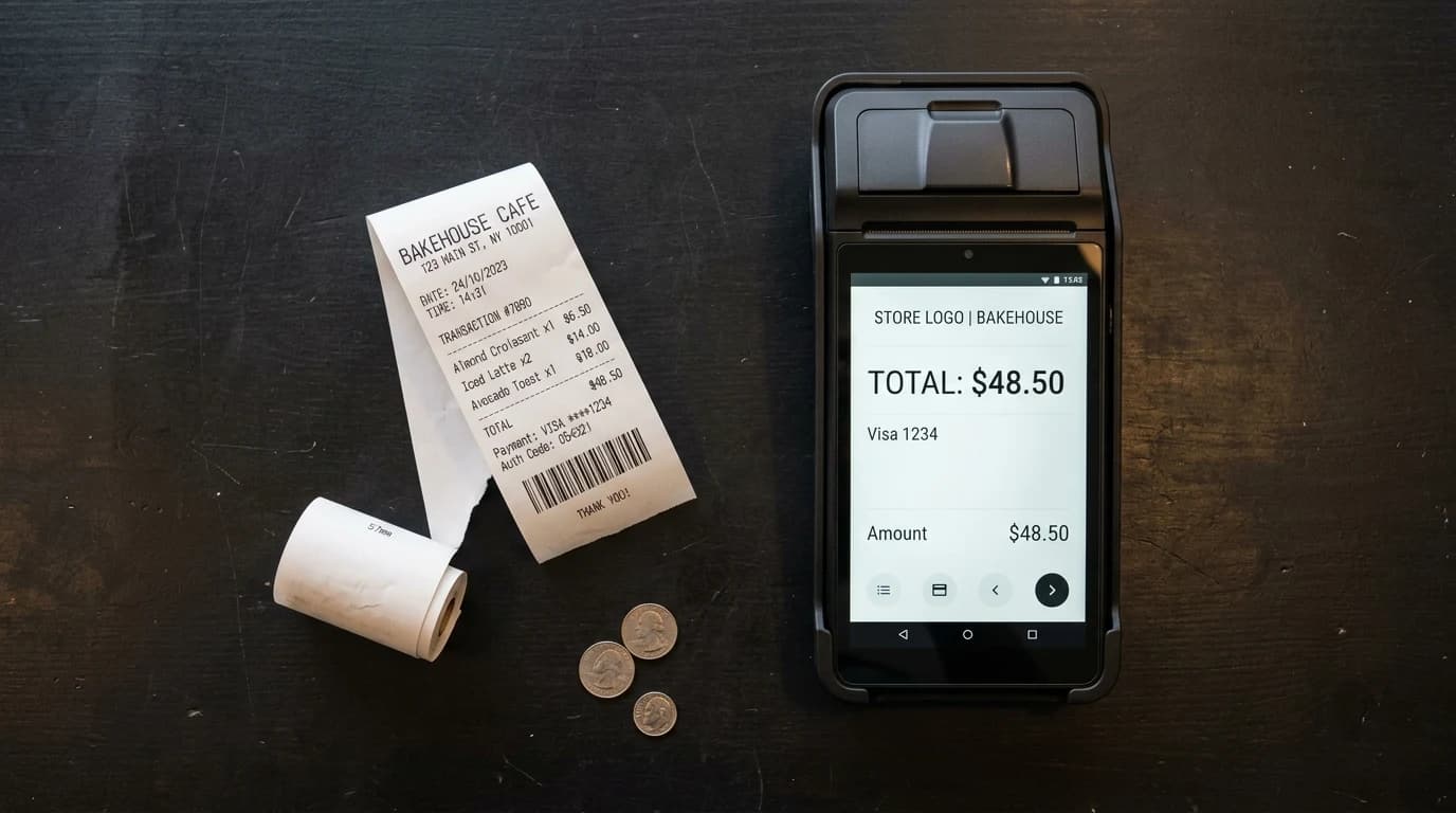 Fiskalni racun fitnes kluba odstampan na POS terminalu