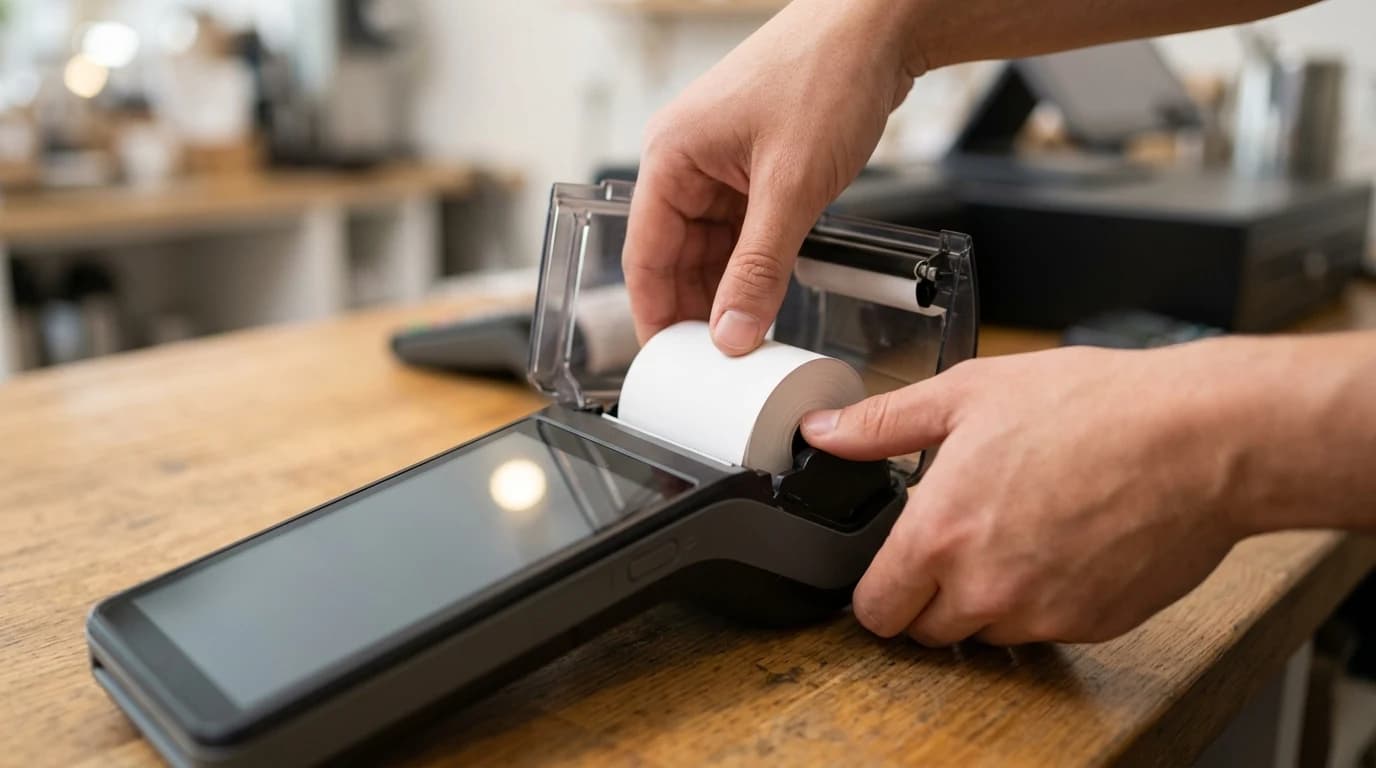 Ubacivanje termalne rolne u fiskalnu kasu