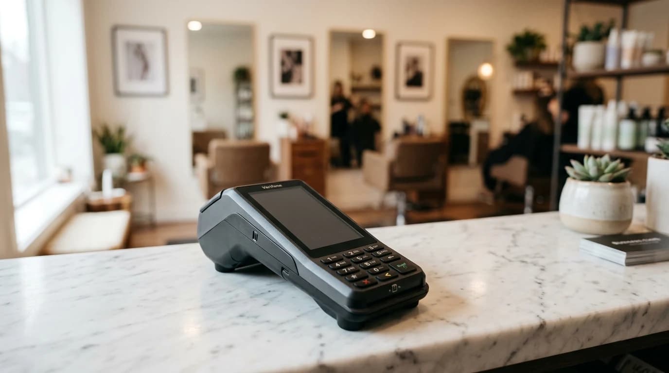 Kompaktna Android fiskalna kasa na pultu frizerskog salona