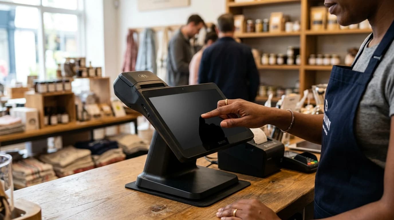 Kasir koristi ePos aplikaciju na fiskalnoj kasi