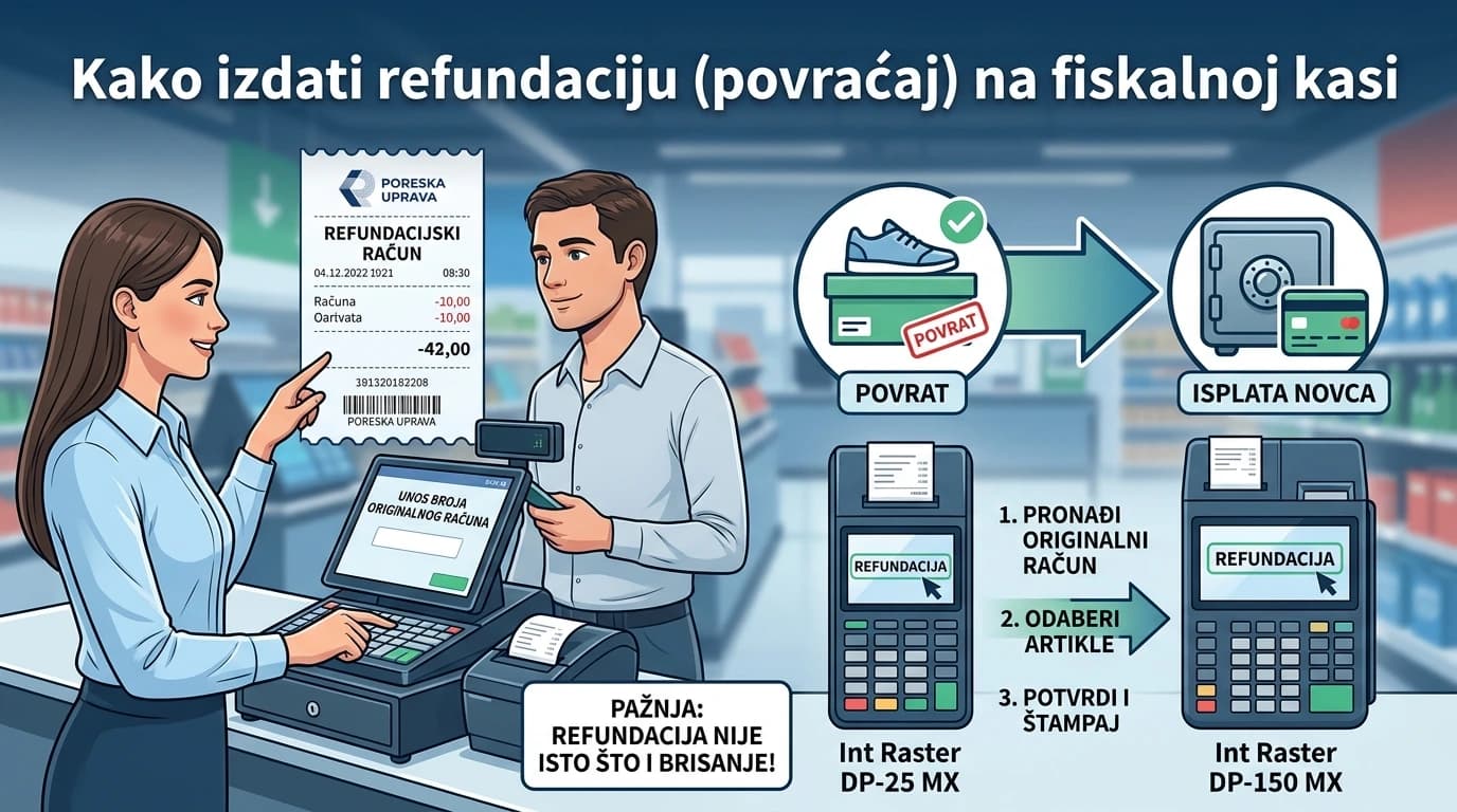 Kako izdati refundaciju (povraćaj) na fiskalnoj kasi
