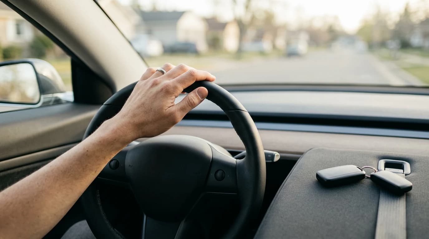 Ruke na volanu tokom časa vožnje u autoškoli
