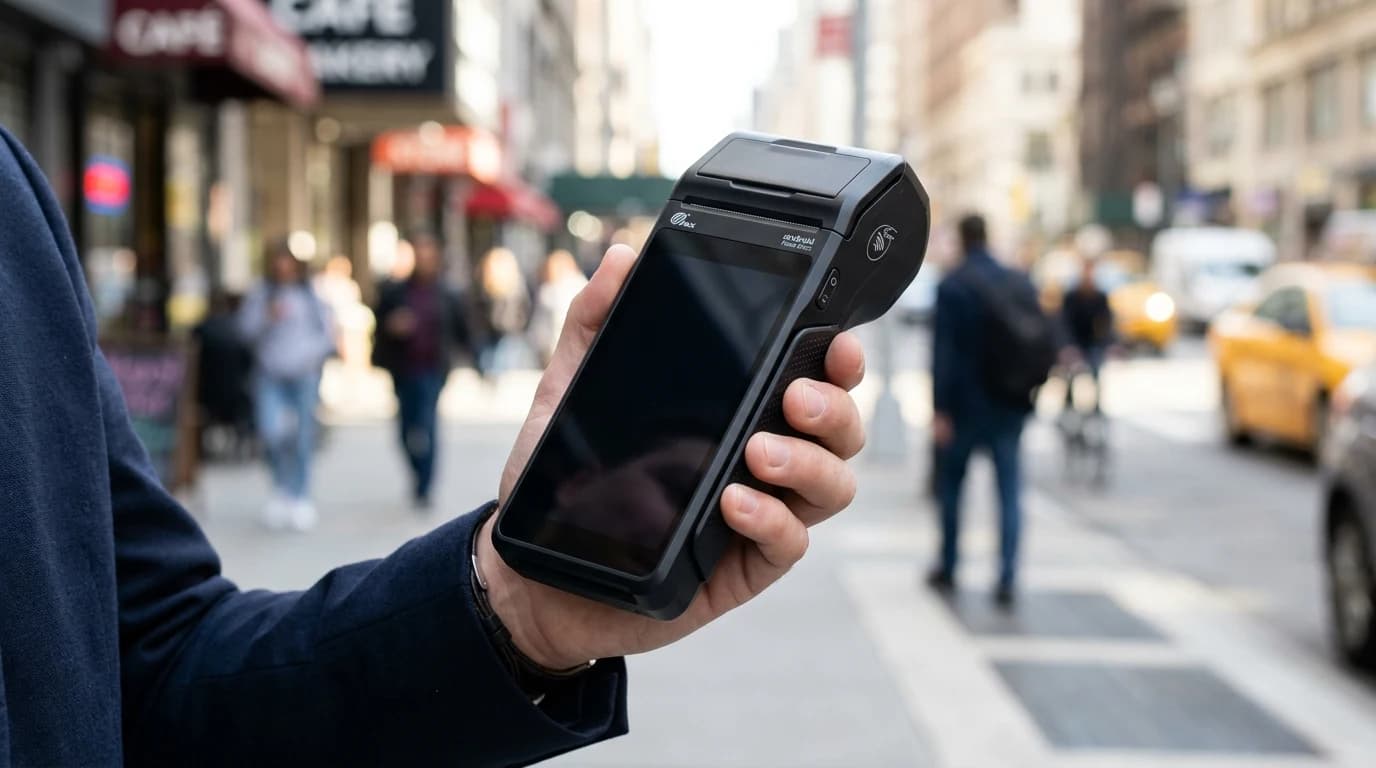 Mobilna Android POS fiskalna kasa u ruci na terenu
