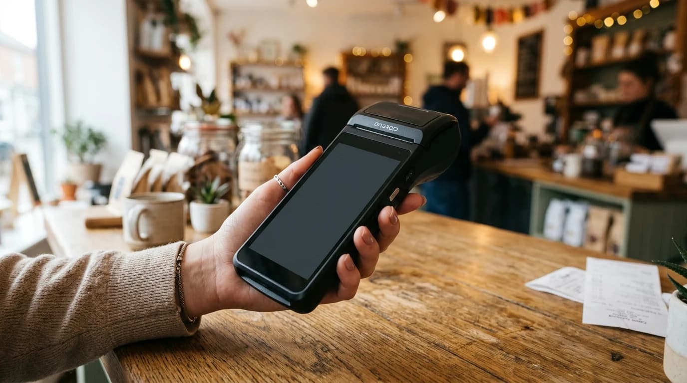 Kompaktna mobilna Android fiskalna kasa u ruci, idealna za paušalce